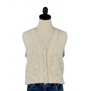 NEW PINK MARTINI women's sevilla button front vest in off-white